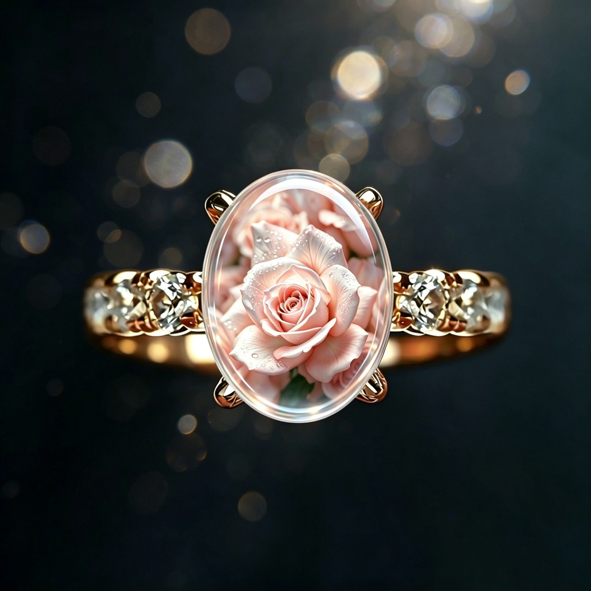 Women's Elegant Style Blooming Flowers 2D Pattern Fashion Ring